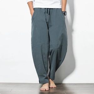 Men's Linen Casual Pants Loose Trousers Chinese Style Pants